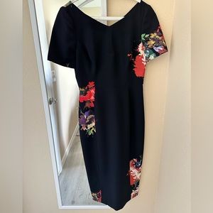 Black Halo Floral MIDI dress